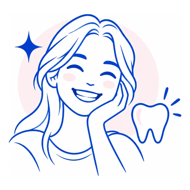 Line illustration of a smiling young woman